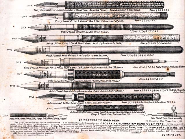 Foley pens from a1853 Foley Pamphlet